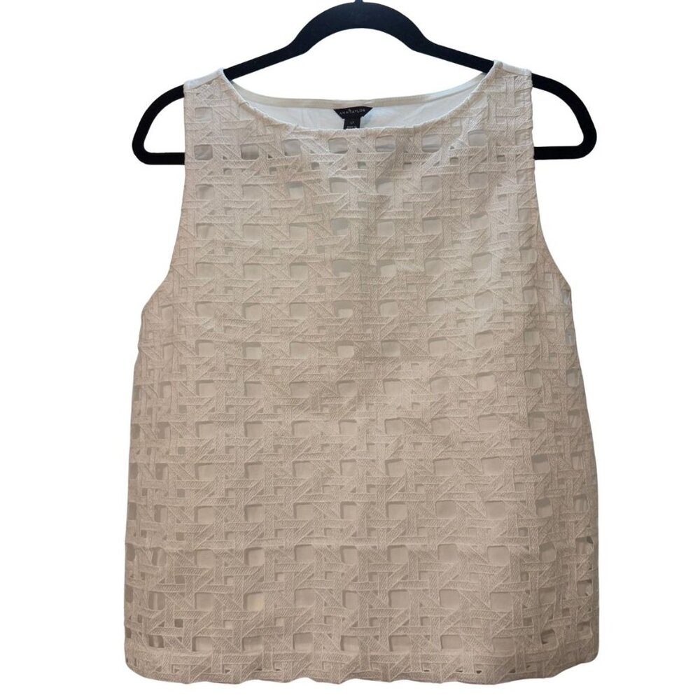 Ann Taylor Cream Textured Sleeveless Top – Elegant Workwear Blouse